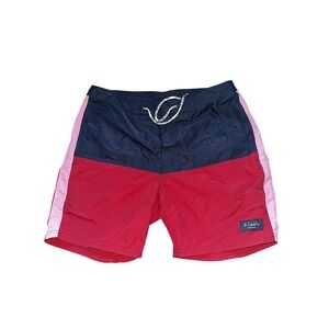 Barney Cools Mens Colorblock Swim Trunks Navy Red Pink Size 32 Board Shorts